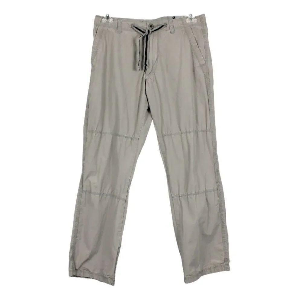 Pants Drawstring Waist Lightweight Top Stitching Button & Zip Close Men's Small